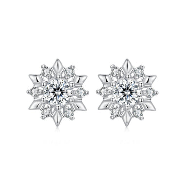 925 Sterling Silver White Gold Plated 0.7cm Pavé Set CZ Earrings for Women