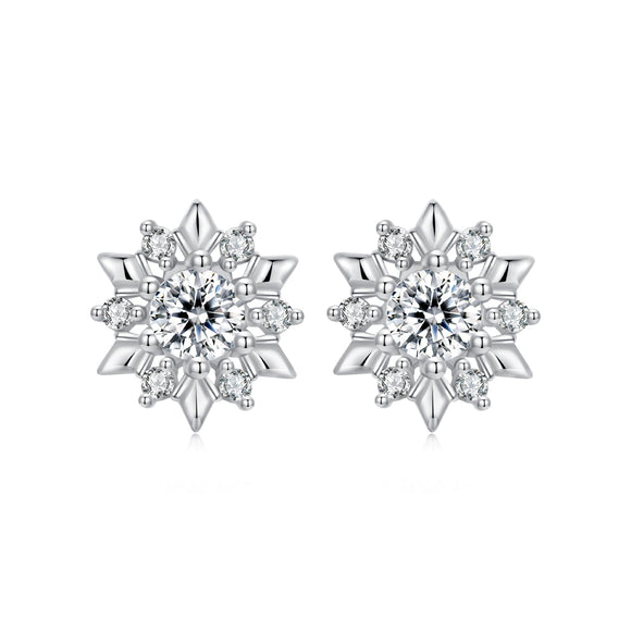 925 Sterling Silver White Gold Plated 0.7cm Pavé Set CZ Earrings for Women