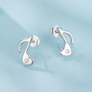 925 Sterling Silver Earrings with Pavé Setting CZ in White Gold Finish, 1x0.7cm for Women-3