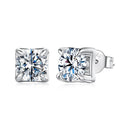 925 Sterling Silver & Moissanite Earrings - White Gold Plated, 0.5ct, Style S for Women-1