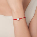 925 Sterling Silver Bracelet with White Gold Plating and Cotton Cord for Women-8