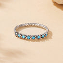 925 Sterling Silver Synthetic Turquoise Ring Size 6.0-2