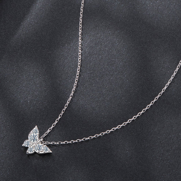 925 Sterling Silver Plated White Gold Moissanite Necklace 40+5cm for Women