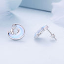 925 Sterling Silver Earrings with Transparent Glass, 13mm x 12mm for Women-7