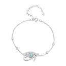 925 Sterling Silver Pavé Setting CZ & Translucent Opal Bracelet 160+50mm for Women-1
