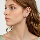 925 Sterling Silver Earrings with Plated White Gold, 2.2*0.7cm, Enamel + Pavé Setting for Women-7
