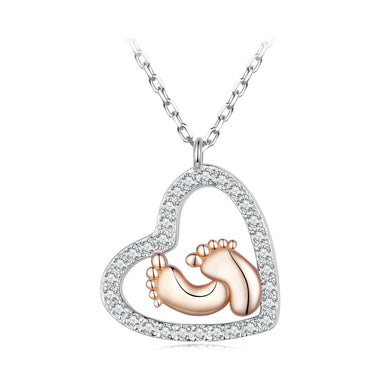 925 Sterling Silver Necklace with CZ in Rose Gold and Platinum Finish, 400mm Chain Length for Women - 0