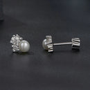 925 Sterling Silver 0.1 Carat Moissanite and Pearl Earrings for Women-8