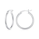 925 Sterling Silver Plated Platinum Earrings 24x2mm for Women-2