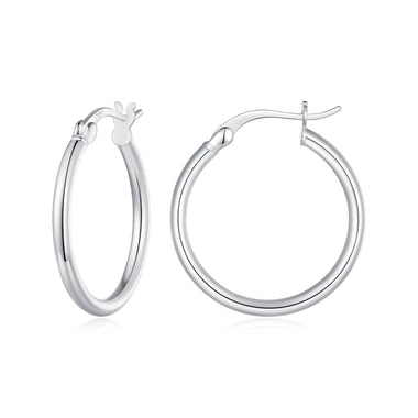 925 Sterling Silver Plated Platinum Earrings 24x2mm for Women - 0