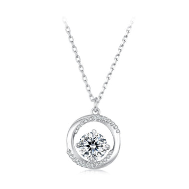 925 Sterling Silver Moissanite Necklace 40+5cm with CZ for Women - 0