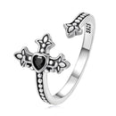 925 Sterling Silver Pavé Setting CZ Oxidized Silver Ring-3