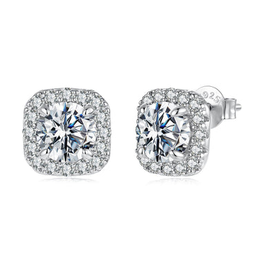 925 Sterling Silver Moissanite 1.0cm Earrings with Pavé Setting for Women - 0