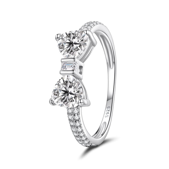 925 Sterling Silver White Gold Plated 1.2cm Pendant Ring Size 6 for Women