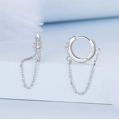 925 Sterling Silver Earrings with Pavé Setting and Platinum Plating, 2.7 x 0.6 cm for Women - 0