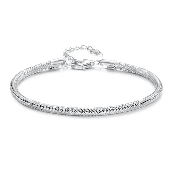 925 Sterling Silver Plated Platinum Bracelet with Adjustable Length for Women