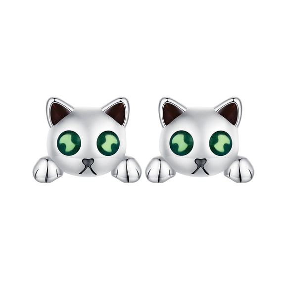 925 Sterling Silver Earrings with Enamel in Oxidized Finish