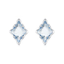 925 Sterling Silver Earrings with Transparent Glass and White Gold Plating-2