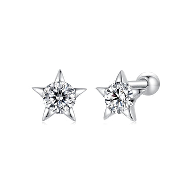 925 Sterling Silver Earrings with Pavé Setting CZ in White Gold - 0