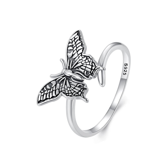 925 Sterling Silver Oxidized Silver 1.4mm Width Rings for Women