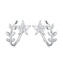 925 Sterling Silver Plated Platinum Earrings with CZ-1