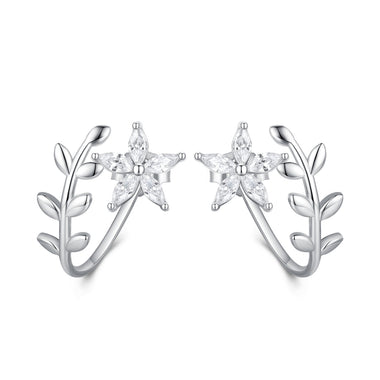 925 Sterling Silver Plated Platinum Earrings with CZ