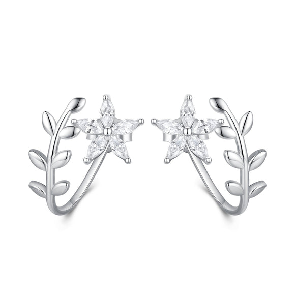 925 Sterling Silver Plated Platinum Earrings with CZ
