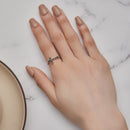 925 Sterling Silver Oxidized Ring with Pavé Setting CZ, Size 6.0 for Women-7