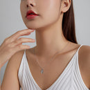 925 Sterling Silver Adjustable Pendant Necklace with CZ in Platinum Finish-7