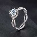 925 Sterling Silver Moissanite Ring in Size 7 with Pavé Setting for Women-2