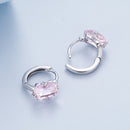 925 Sterling Silver Earrings with Transparent Glass, 12x7mm, for Women-7