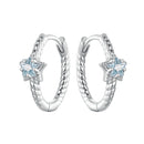 925 Sterling Silver Earrings with CZ and White Gold Plating, 1.3cm for Women-1