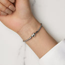 925 Sterling Silver Oxidized Silver Bracelets 17.0 Size with CZ for Women-7