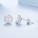 925 Sterling Silver Earrings with Pavé Setting CZ in White Gold Plated-4