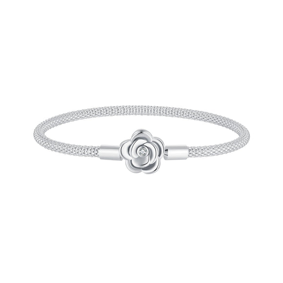 925 Sterling Silver Bracelet with Oxidized Finish and CZ 17.0 cm