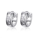 925 Sterling Silver Plated Platinum Pavé Setting CZ Earrings-1