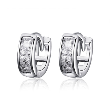 925 Sterling Silver Plated Platinum Pavé Setting CZ Earrings
