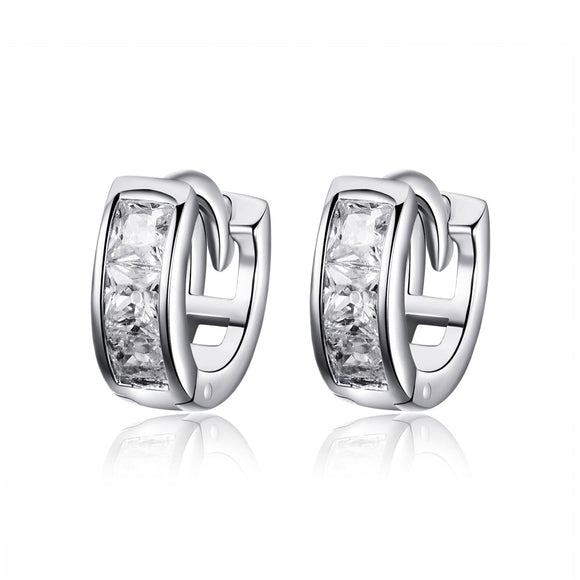 925 Sterling Silver Plated Platinum Pavé Setting CZ Earrings