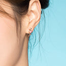 925 Sterling Silver 1.5x0.7cm Plated Rose Gold CZ Earrings for Women-8