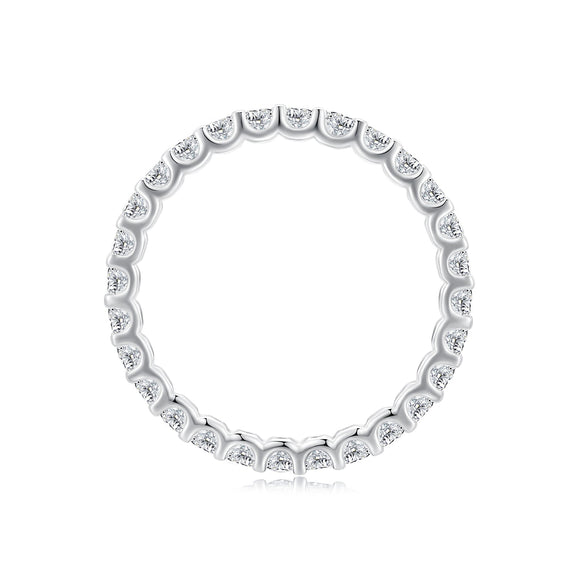 S925 Sterling Silver 2.0mm Moissanite Ring Size 9 for Women