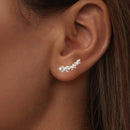 925 Sterling Silver White Gold Plated CZ Earrings 0.5*1.8cm for Women-5