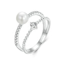 925 Sterling Silver & Moissanite Ring with Freshwater Pearl - Size 6 - Women's Jewelry-2