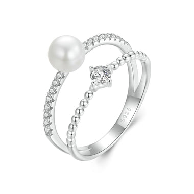 925 Sterling Silver & Moissanite Ring with Freshwater Pearl - Size 6 - Women's Jewelry - 0