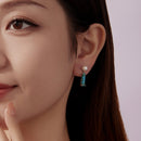 925 Sterling Silver Earrings with Synthetic Turquoise and Pearl, 2.4*0.6cm for Women-6