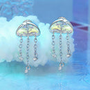 925 Sterling Silver Earrings with Pavé Setting CZ and Transparent Glass-3
