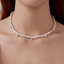 925 Sterling Silver Necklace with Pavé Setting CZ & Synthetic Pearl for Women-5