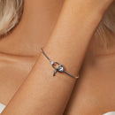 925 Sterling Silver Bracelet with CZ, 17mm, White Gold Plated, For Women-6