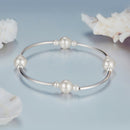 925 Sterling Silver Shell Pearl Stretchable Bracelet for Women-3