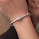 925 Sterling Silver Bracelet with CZ 17cm for Women-3