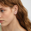 925 Sterling Silver Pave Setting CZ Earrings with Gold Plating, 1.3x0.5cm for Women-7